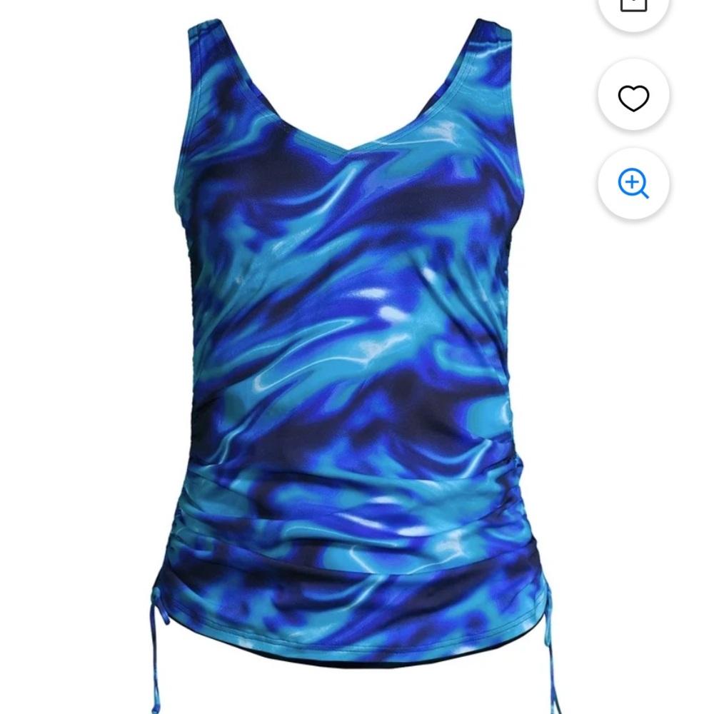 Lands' End Chlorine Resistant Adjustable Underwire Tankini Swimsuit Top Size 10